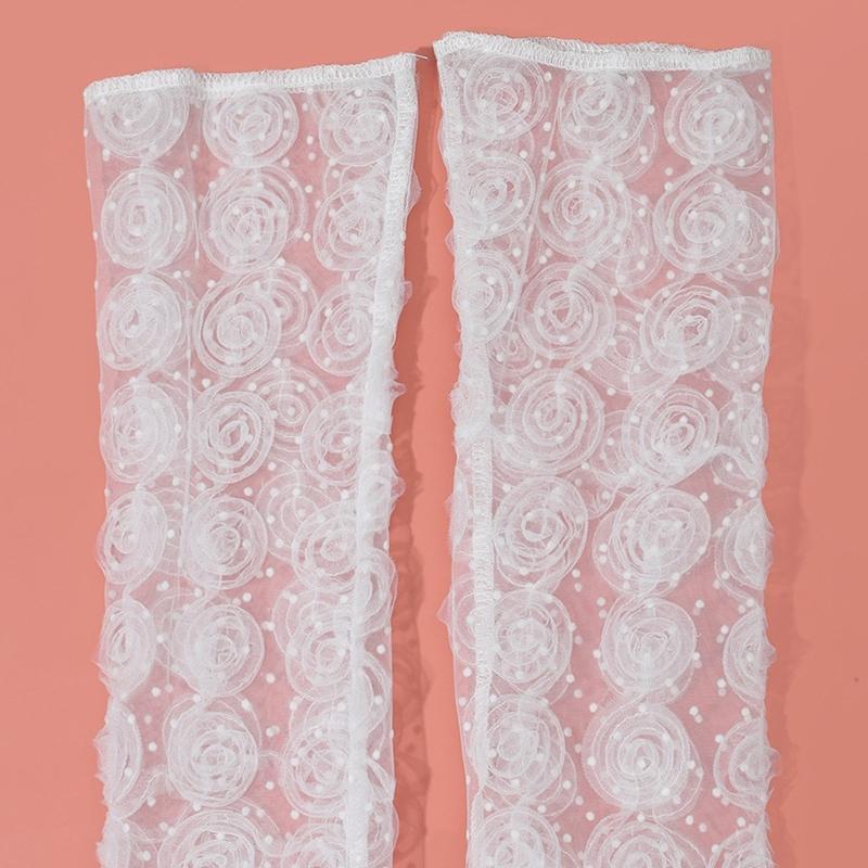Stero Rose Decor Lace Glove White Long Sleeve Wedding Party Gloves for Girl