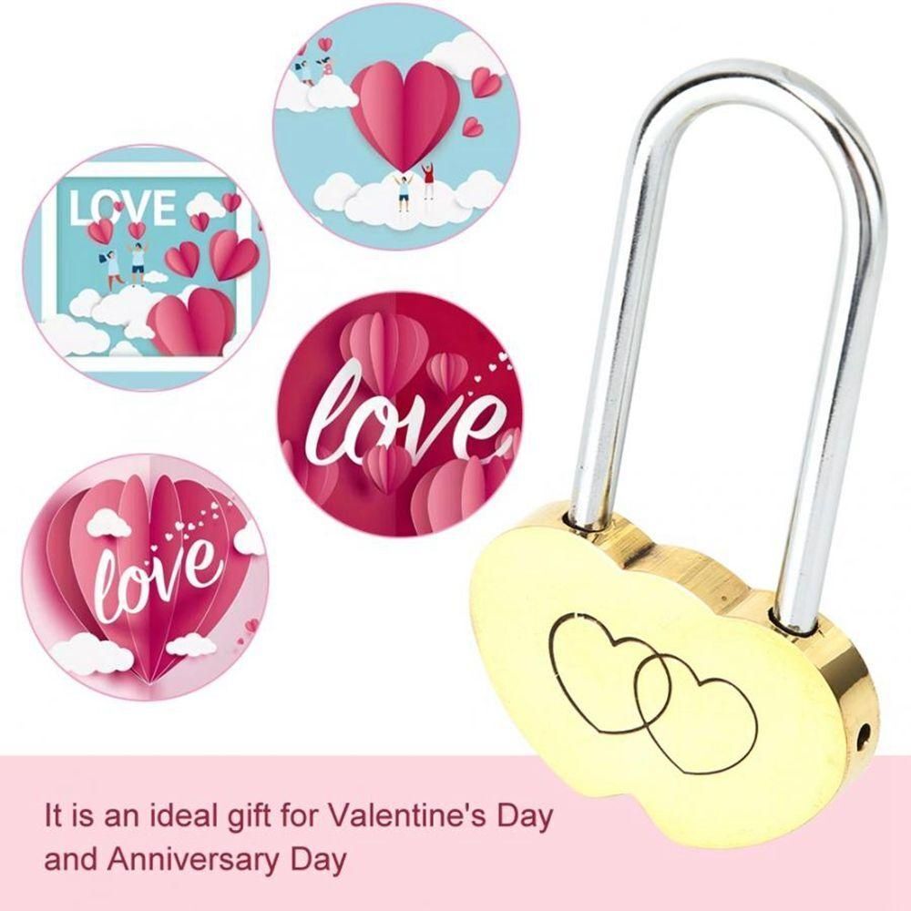 Lock Heart Shape Double Heart Love Lock Padlock Valentines Engraved Lock