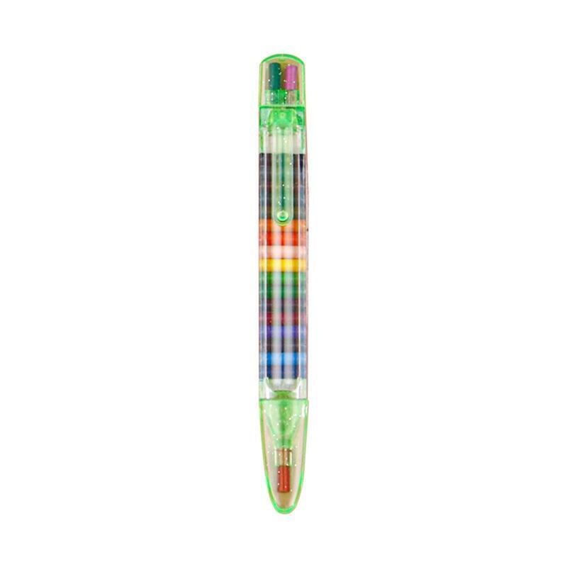20 in 1 Stackable Crayons Colorful Glitter Stacking Crayons Portable for Student