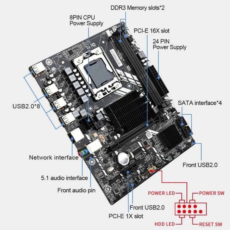 X58M 2.0 Motherboard CPU LGA 1366 PCI-E 16X 32GB 2 X DDR3 Memory Slot NVME M.2