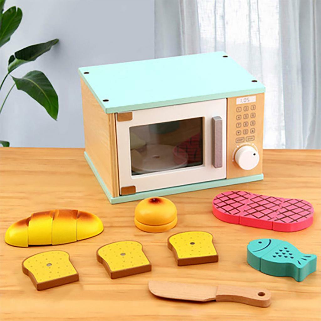 Wooden Microwave  Pretend Cook Utensils Mini Cookware Birthday Gift