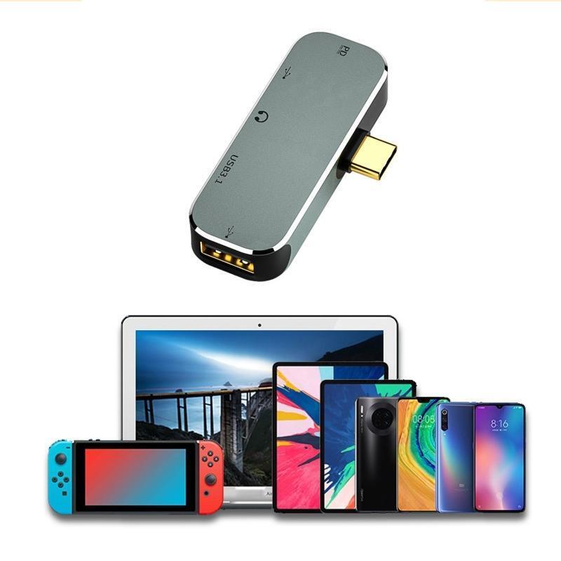 5 Port 1xUSB 3.1 Hub Splitter 1xUSB Hub 2.0 1x3.5mm Jack 2xType C Charge Suppor