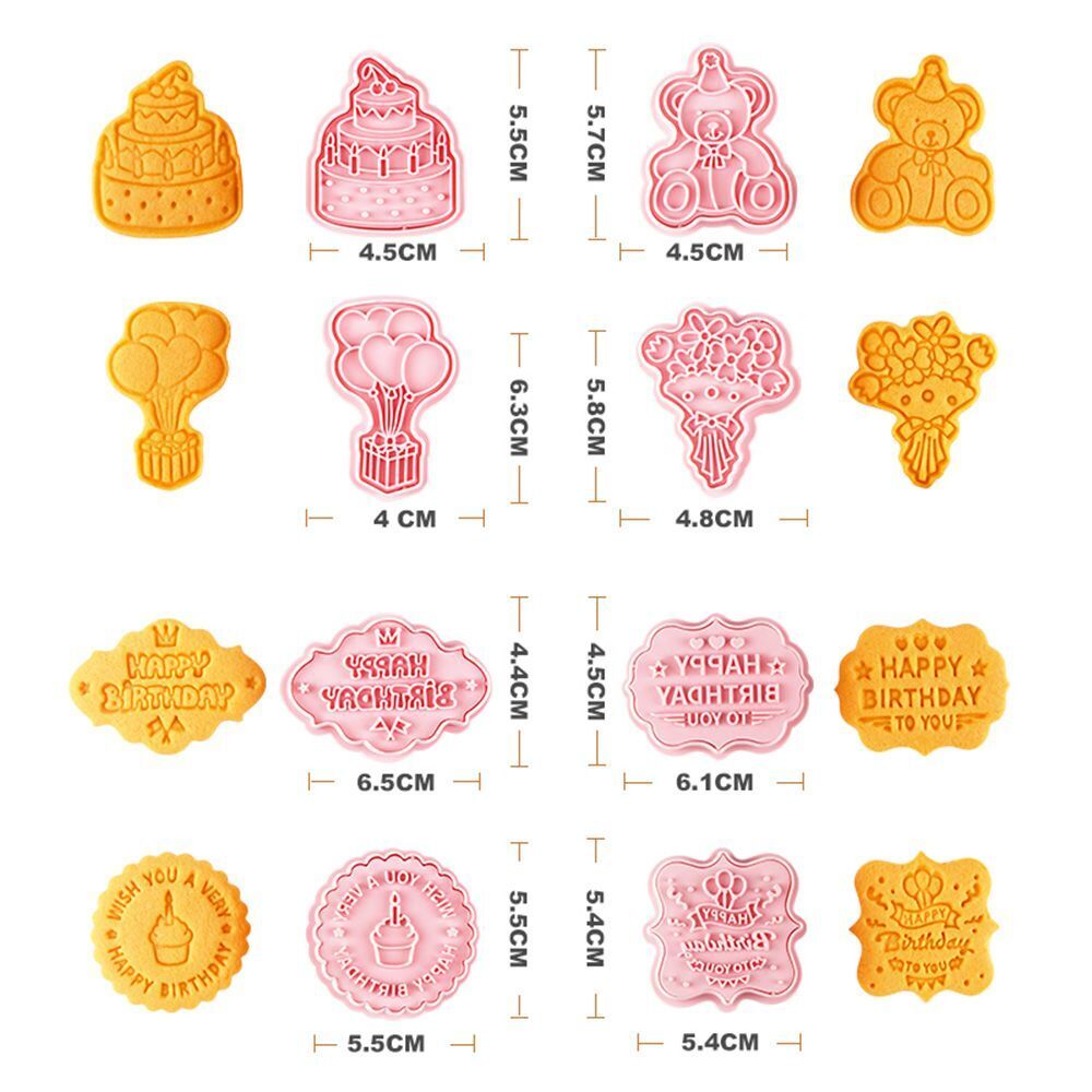 Decor Pressable DIY Biscuit Mold Cookie Cutters Birthday Theme Baking Tools