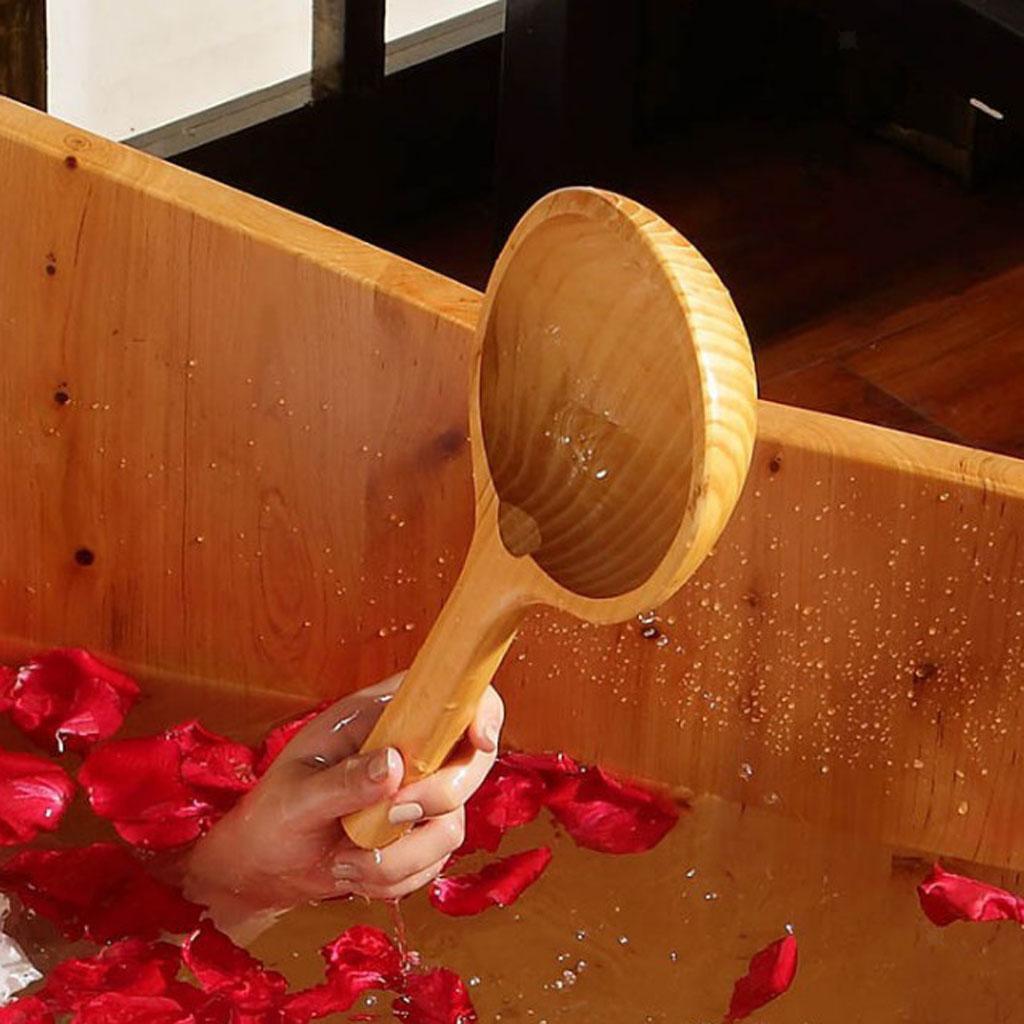 Handmade Wooden Ladle Water   for Bath Spa Sauna Foot Massage Soaking
