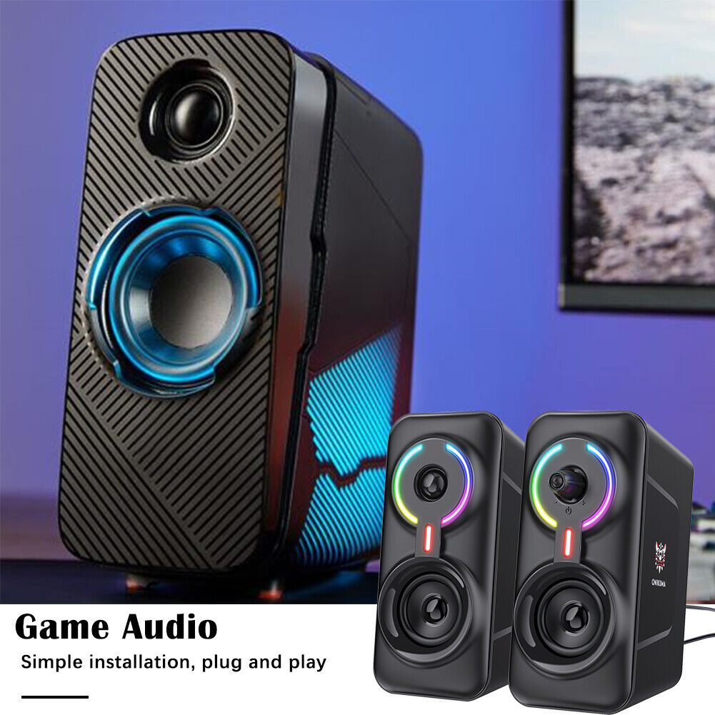 2pcs ONIKUMA L6 Gaming Wired LED Speaker Bluetooth-Compatible Stereo Kit