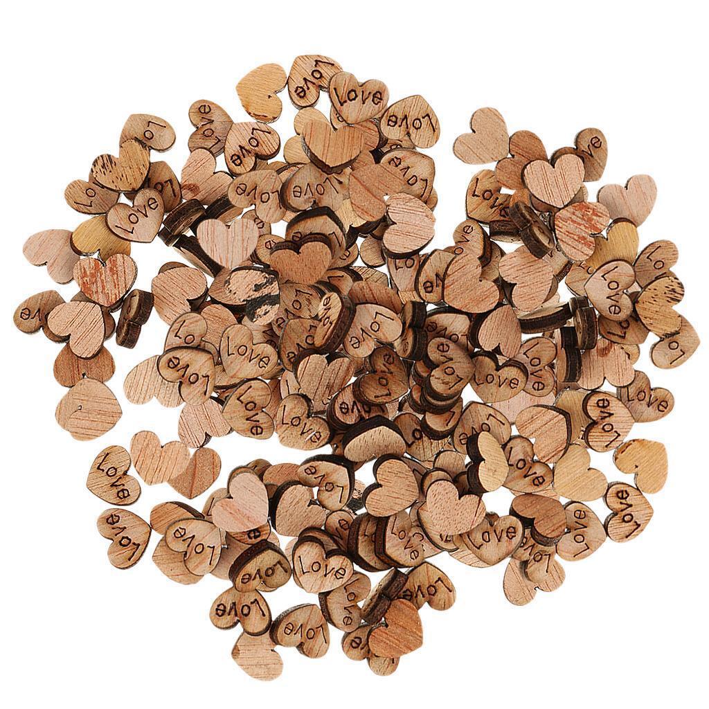 200pcs Rustic Wooden Love Heart Wedding Craft Scrapbooking Embellishments