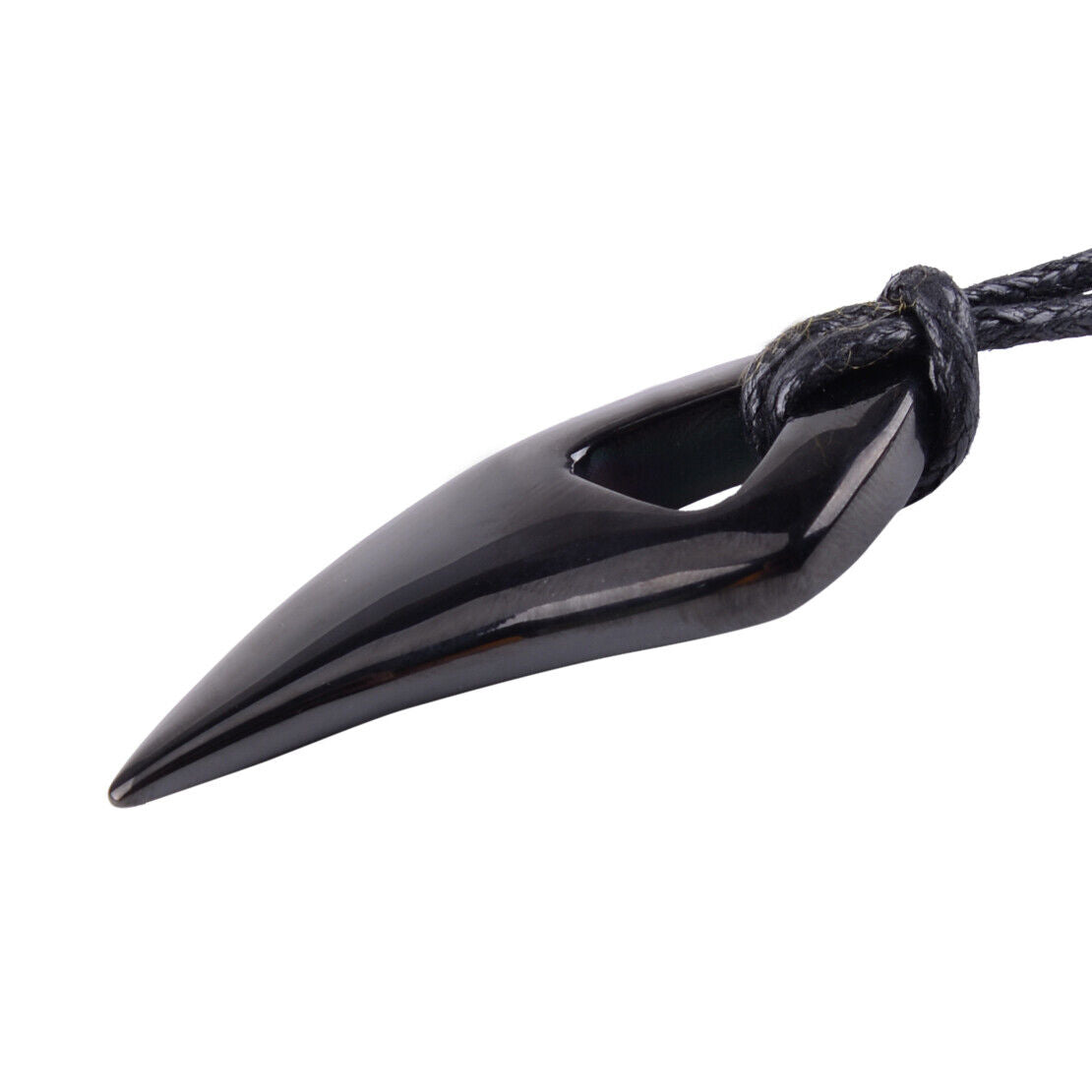 Men's Black 316 Titanium Steel Wolf Teeth Pendant Necklace jewelry Black Cord Ld