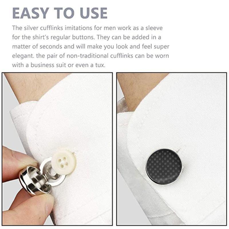 Carbon Fiber Buckle Decorative Cufflinks Cuff for Suit Shirt Cufflinks