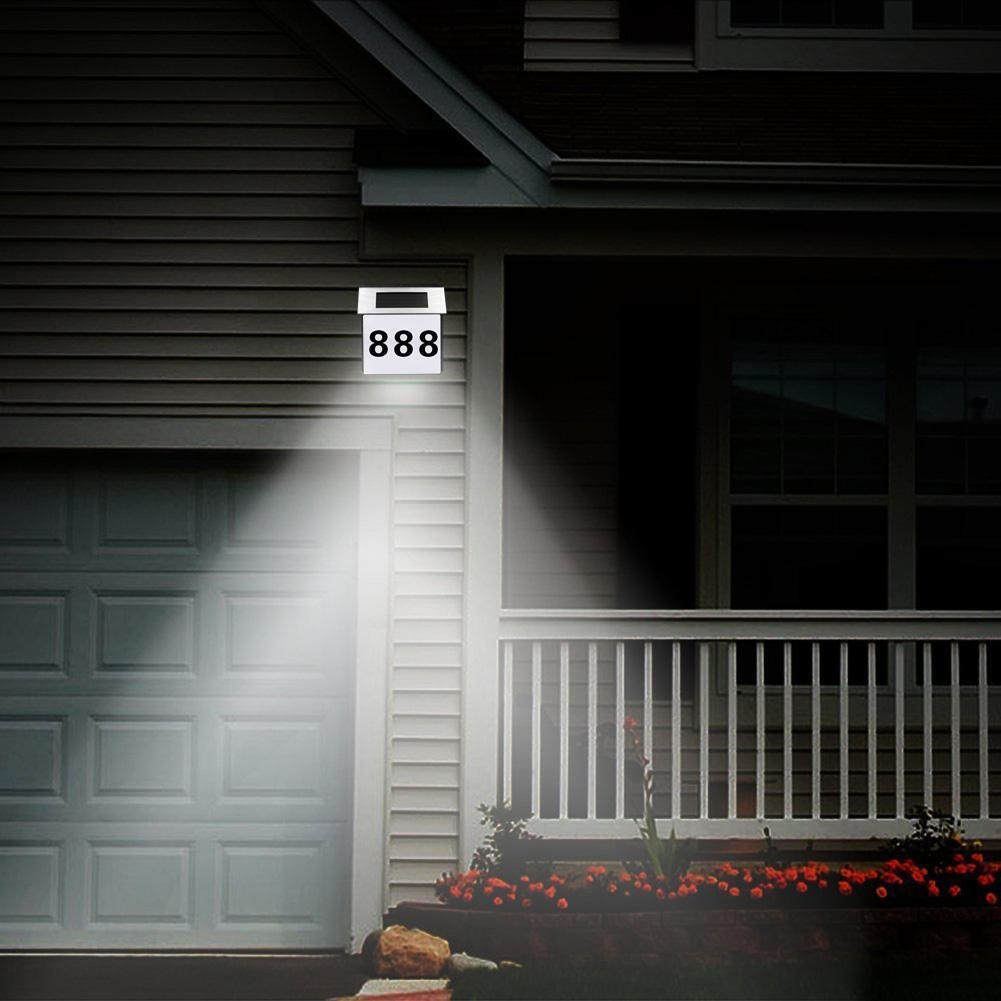 LED Waterproof Number Doorplate Solar Lamp Outdoor House Indicating Lights