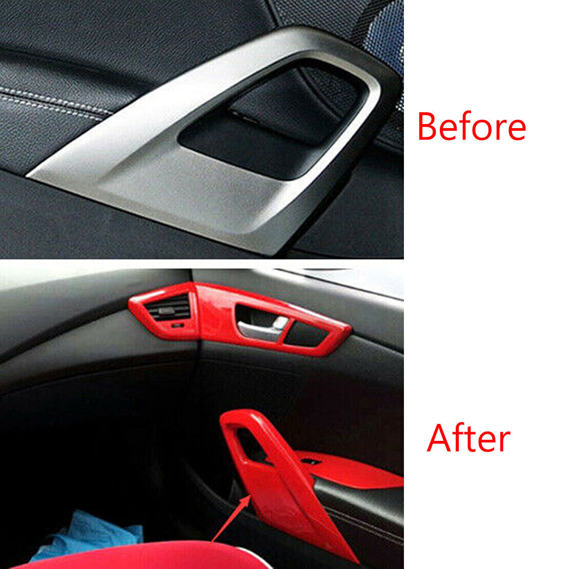 1 Pair Door Armrest Panel Trim Cover Decor Fit for Hyundai Veloster 2011-2016