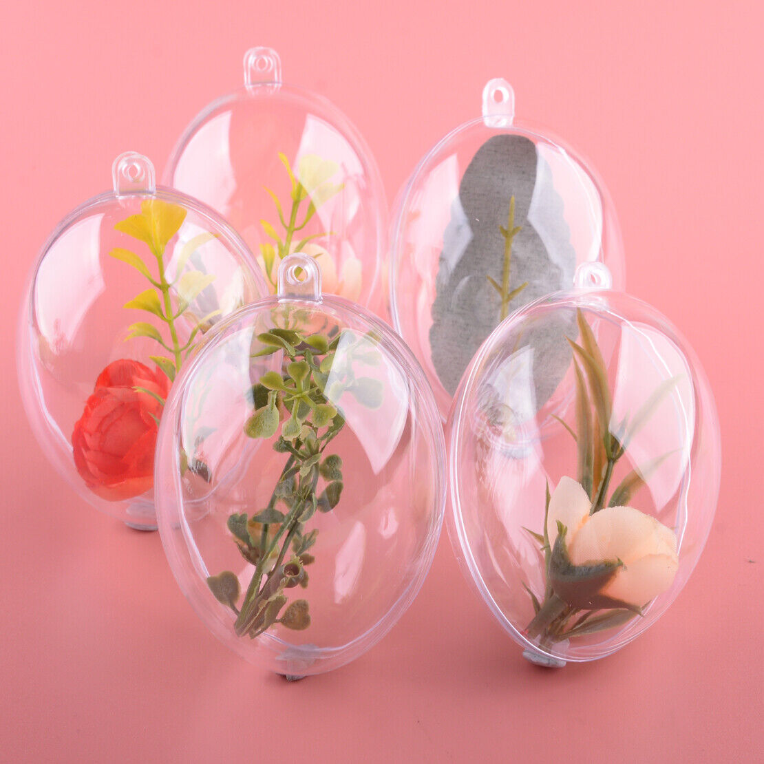 10x Clear Fillable Plastic Egg Candy Box Christmas Bauble Tree Ball Ornament Get