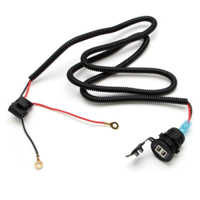 Blue LED 5V 3.1A Car USB Charger With Wiring Harness Dual USB Car Cigarette
