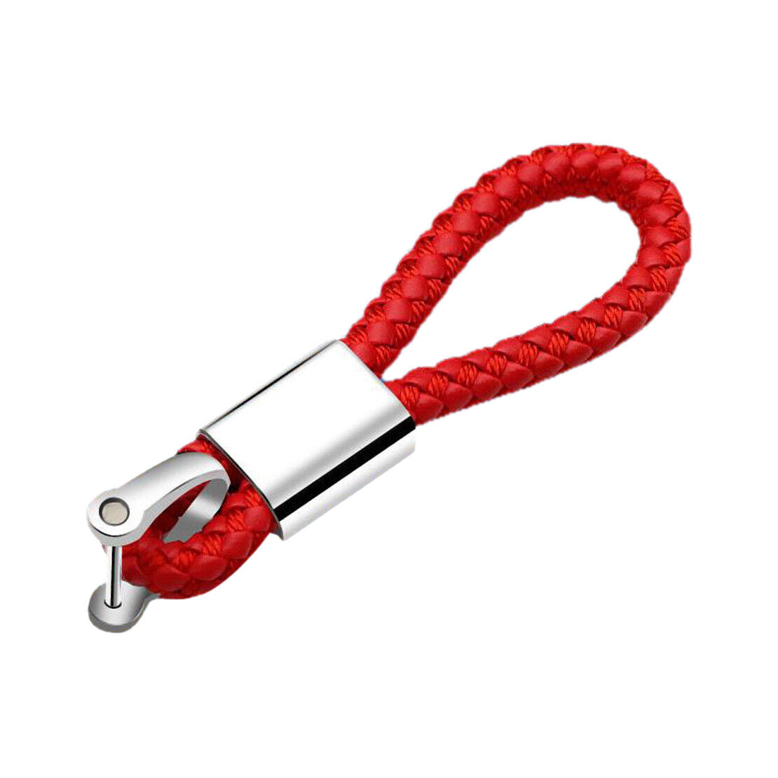 Red PU Braided Style Car Remote Key Ring Keychain With Stirrup Buckle top