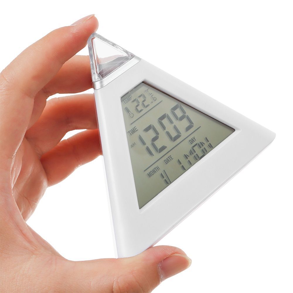 Creative Pyramid Alarm Clock Number Clock Bedside Clocks Thermometer Meter