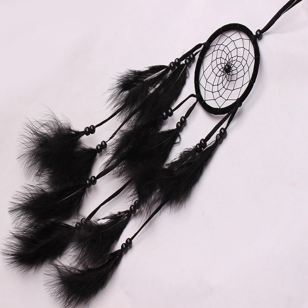 Bead Dream Catcher Black Feather Crafts Handmade Home Hanging Gifts