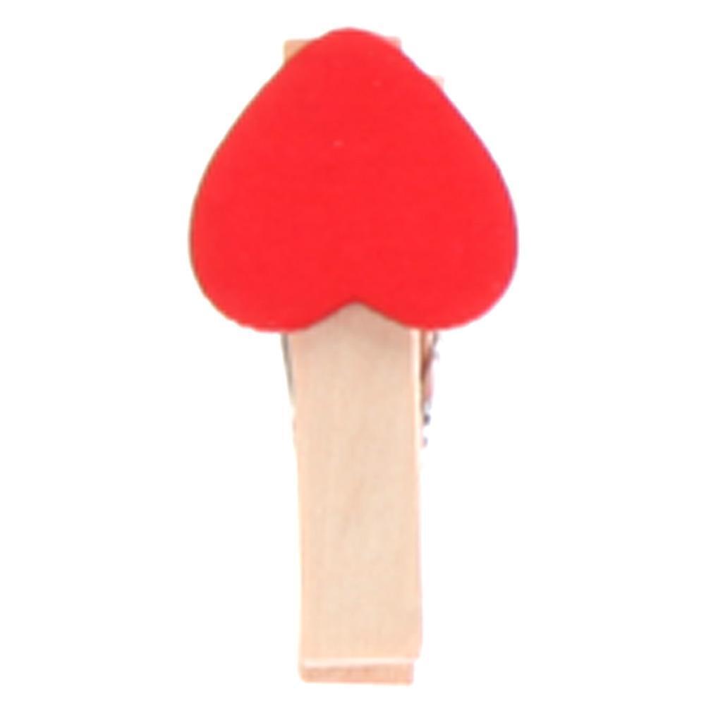50pcs Mini Red Love Heart Wooden Clip Long Photos Peg Memo Clips Ornaments