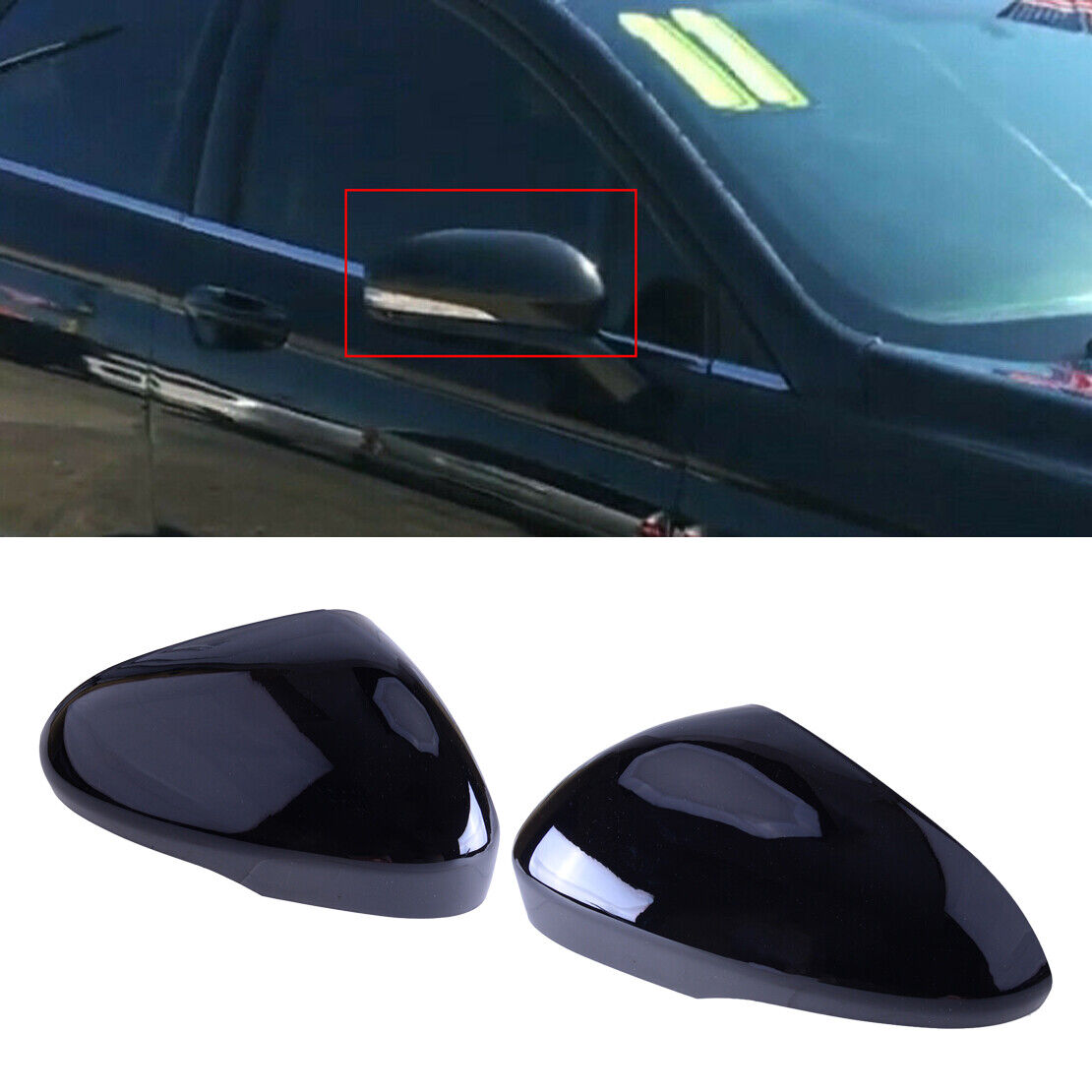 1pair Glossy Black Side View Mirror Cover Cap Fit for Ford Fusion Mondeo 2014-20