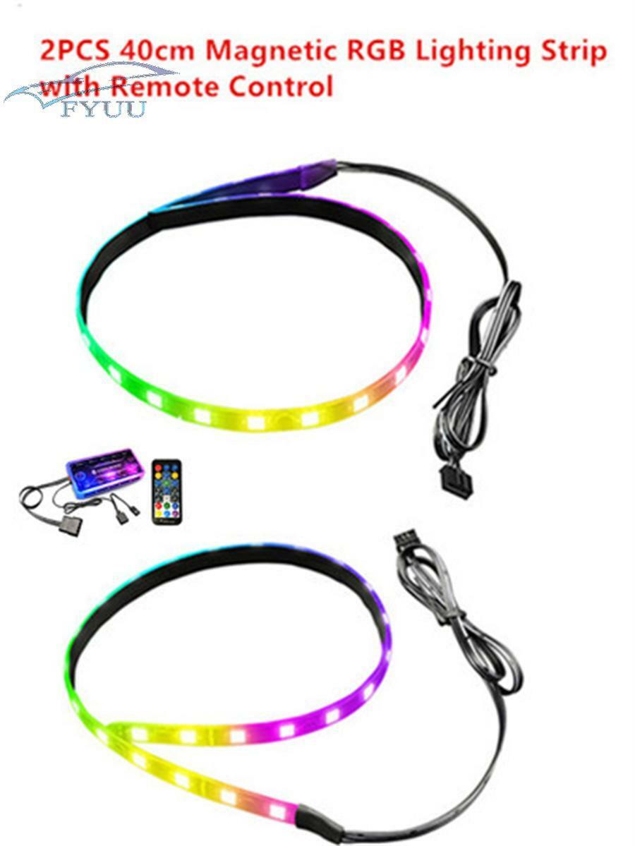 2PCS Magnetic RGB Lighting Strip & 5V 3Pin Remote Control synchronization Music