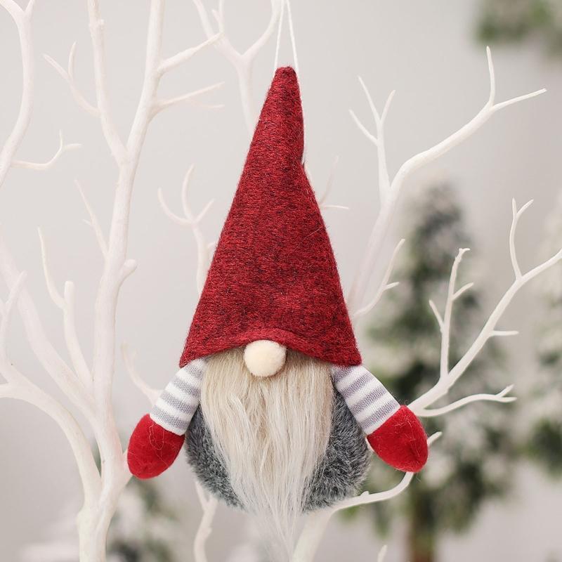 Christmas Plaid Plush Hat Hanging Gnome 1Set Pendant Bedroom Living Room Decor