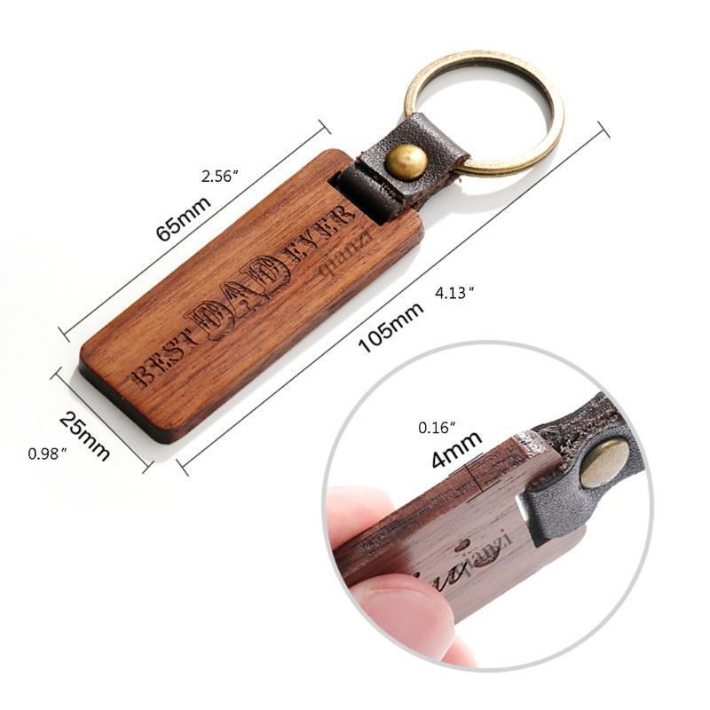 Blank Rectangle Wooden Key Chain Engraving Keyring Promotional Gifts Accessories