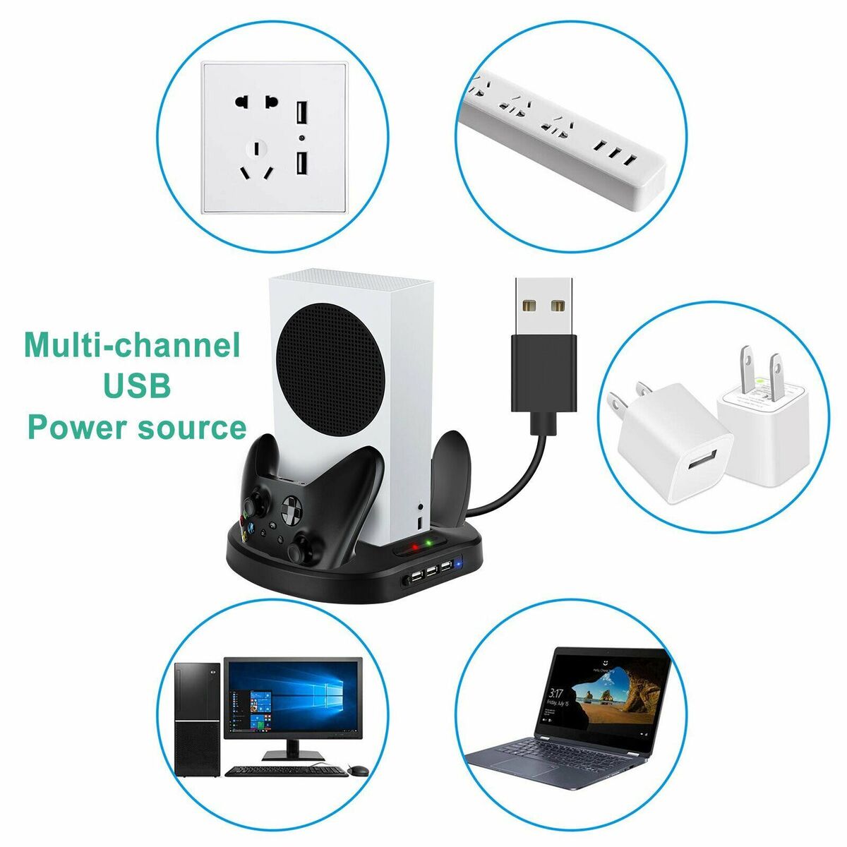 Controller Charger Cooling Fan Vertical Stand for Xbox Series For Xbox Series S