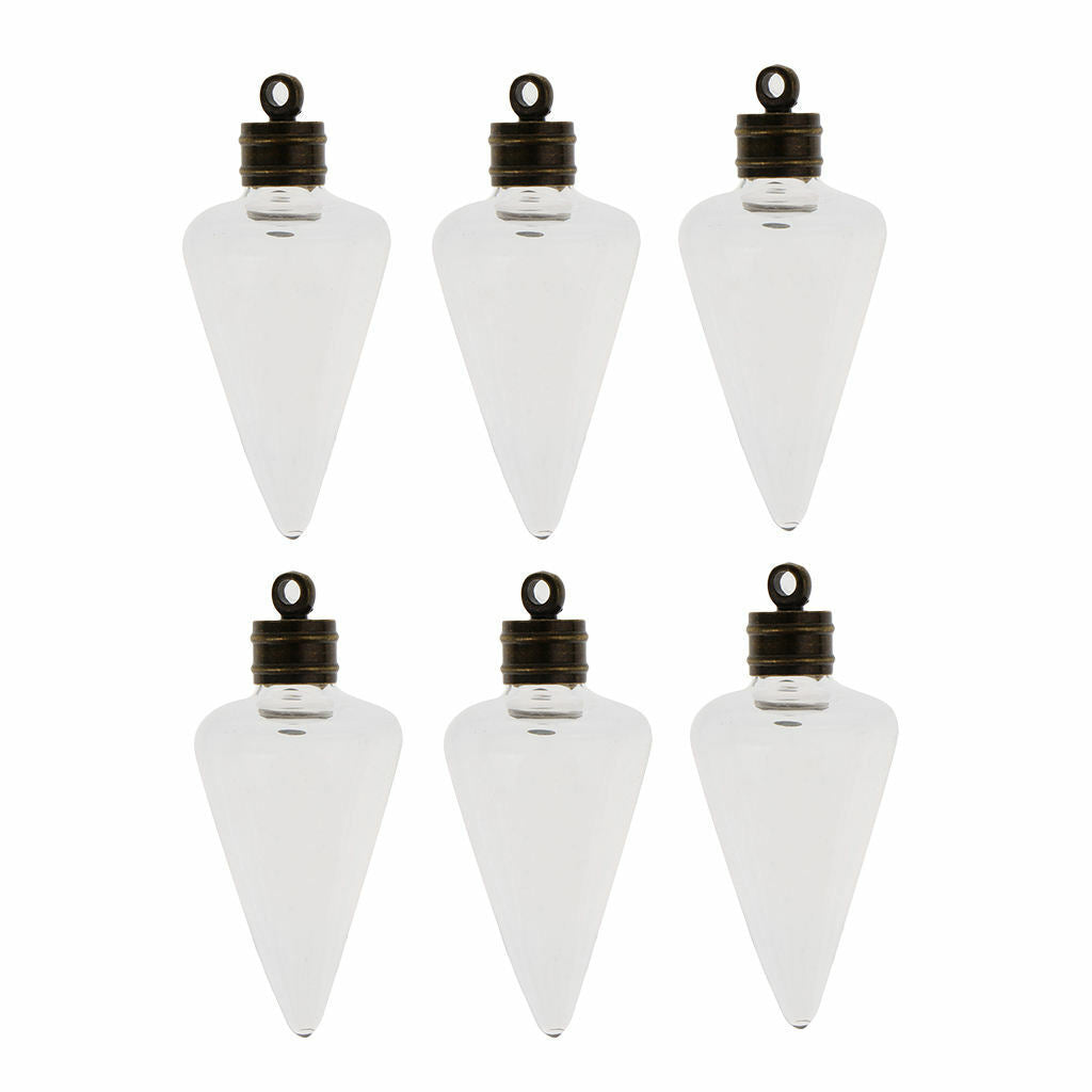 6pcs Glass Wish Bottle Necklace Pendant Vial Charms Wedding