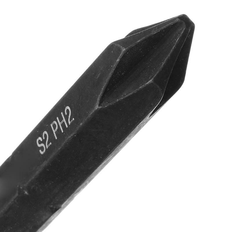 Black 8mm S2 Alloy Steel Screw Impact Bit  Strong Magnetic Bit  3 Pieces Set