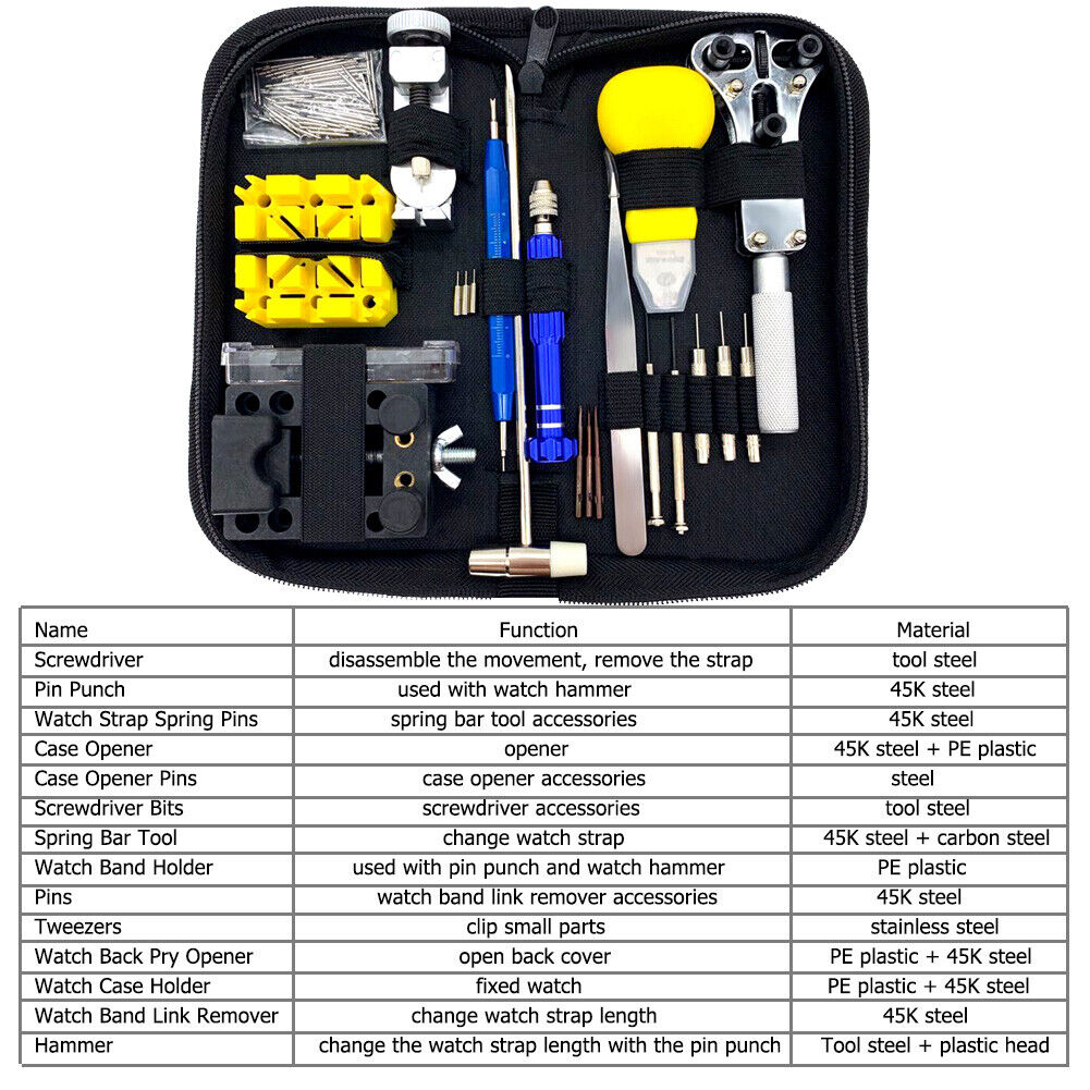 148pcs Watch Case Opener Link Pin Remover Screwdriver Repair Tools (Blue)