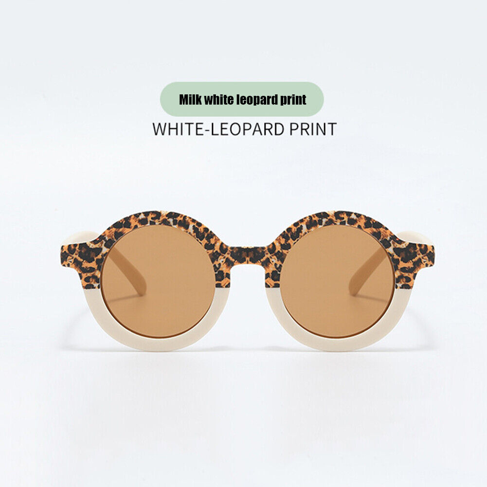 Summer Kids Girl Boys Sunglasses Leopard Children UV400 Eyewear (Beige)