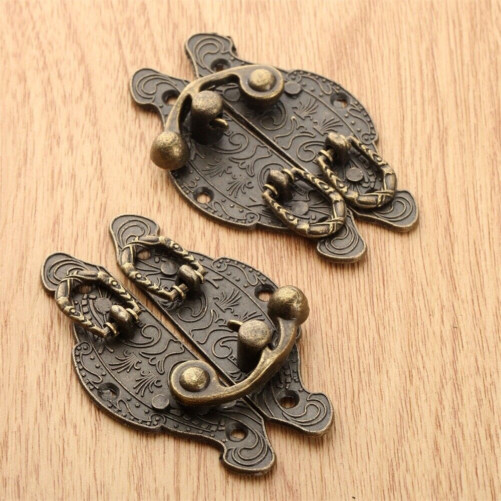 2x Metal Jewelry Gift Wood Box Latch Clasps Hasps Toolbox Cabinet Latch Hardware