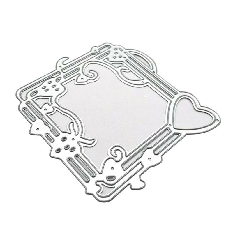 Heart Square Lace Boarder Metal Cutting Dies Stencil DIY Scrapbooking Album Mold
