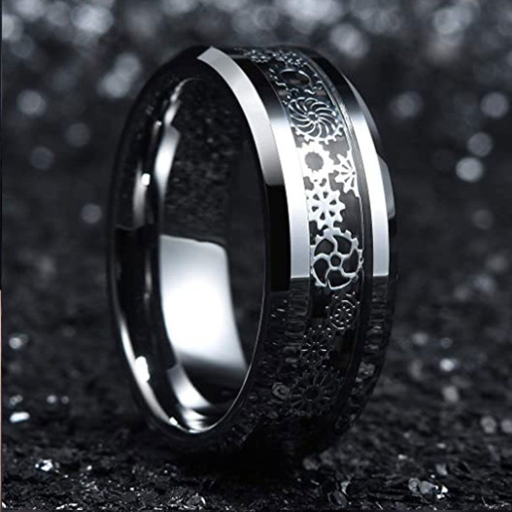 Single Fashion Men And Women's Universal Stainless Steel Gear Shape Ring