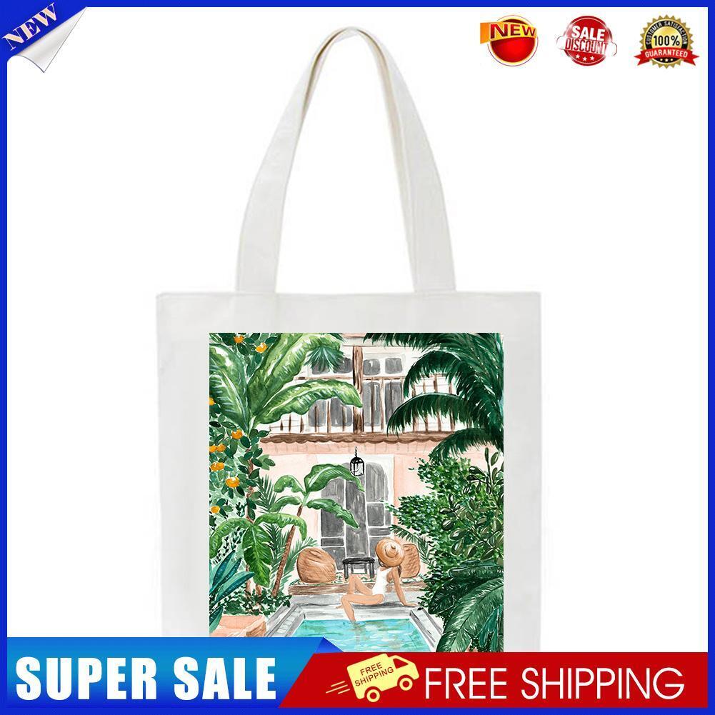 Girl washing her feet in the pool Printed Canvas Tote Bag (35*38cm)