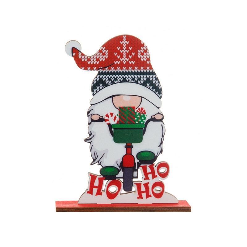 Christmas Wood Ornaments 4pcs/set Gnome Snowman Tiered Tray Decor Crafs