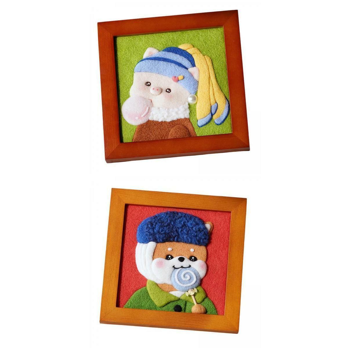 2 Pieces Wool Needle Felt Kit, Painting Picture Ornament Gift for