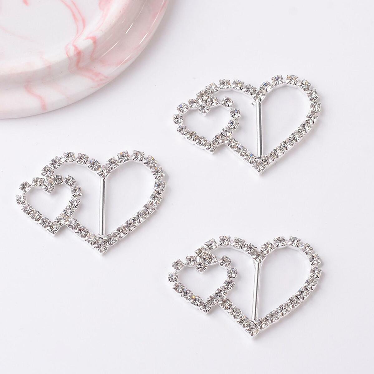 10pcs Rhinestone Ribbon Buckles Sliders  DIY Clothes Wedding