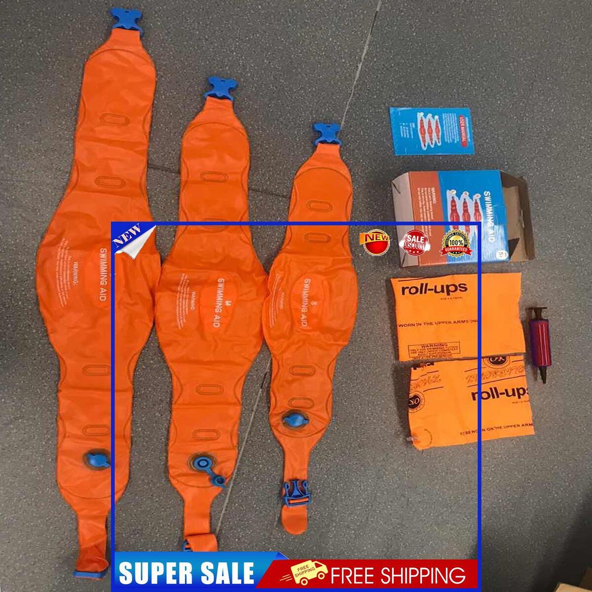 Inflatable Swim Arm Bands and Belt Swimming Training Supplies Set with Pump