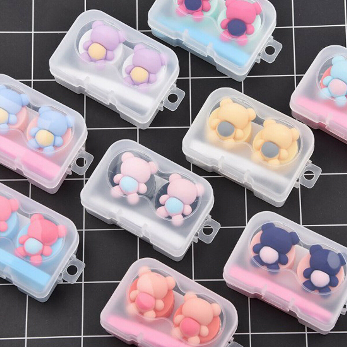 Cute Bear Pocket Mini Contact Lens Case Box Kit Outdoor Travel Holder Container