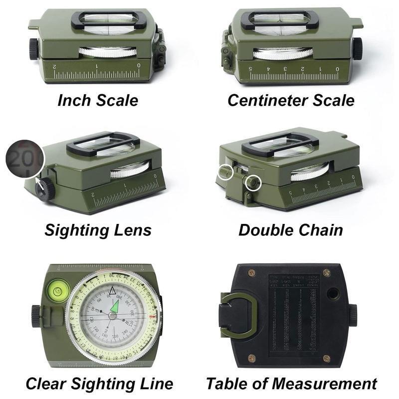 Survival Emergency Luminous Sighting Compass,Multifunctional North Green Compass