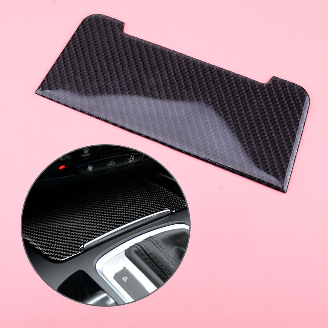 Carbon Fiber Style Cigarette Lighter Panel Cover Fit For Audi A4 B8 A5 Q5 09+ Li