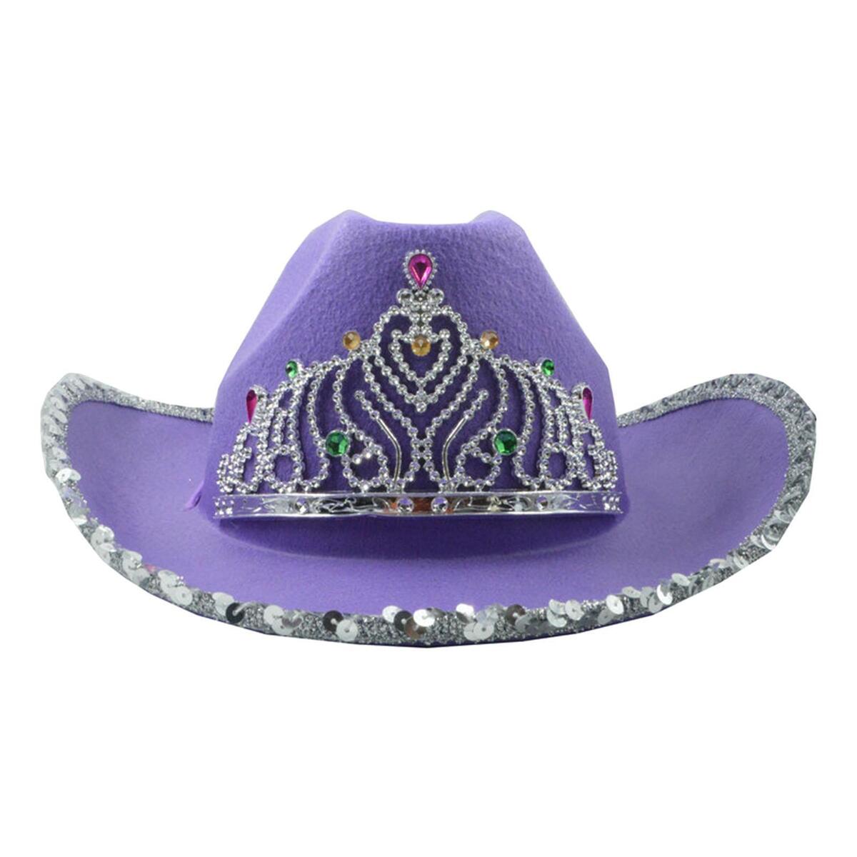 2 Pack Sequin Cowboy Hats with Tiara Crown   Hat for Women Ladies