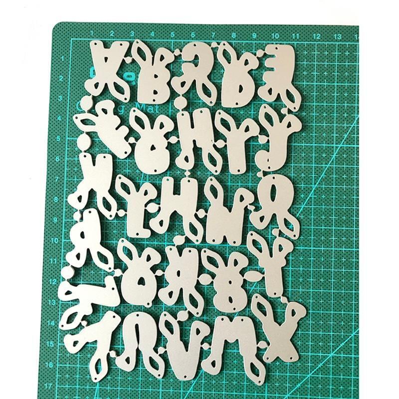 Easter Bunny Uppercase Letter Metal Cutting Dies Stencil Scrapbooking DIY Album