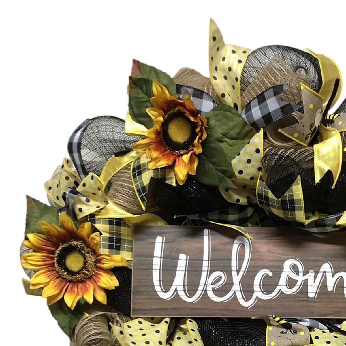 13.78inch Sunflowers Wreath Floral Wreath for Festival Celebration Wedding
