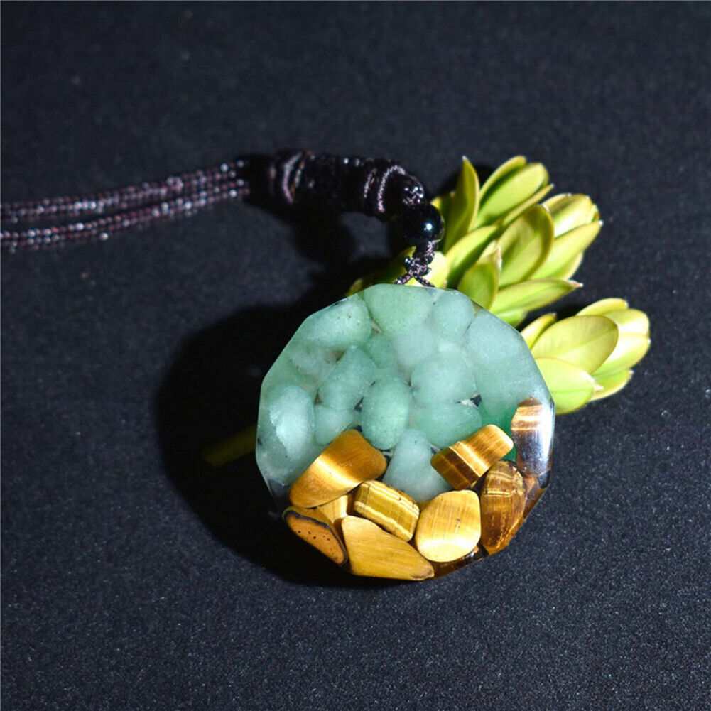 Orgone Pendant Tiger Eye Aventurine Orgonite Necklace Energy Crystal Stone