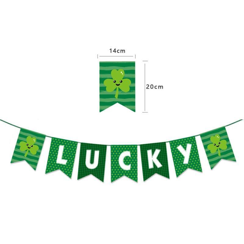St. Patrick 's Day Shamrock Clover Banner Swirl Pull Flag Kit Party Decor