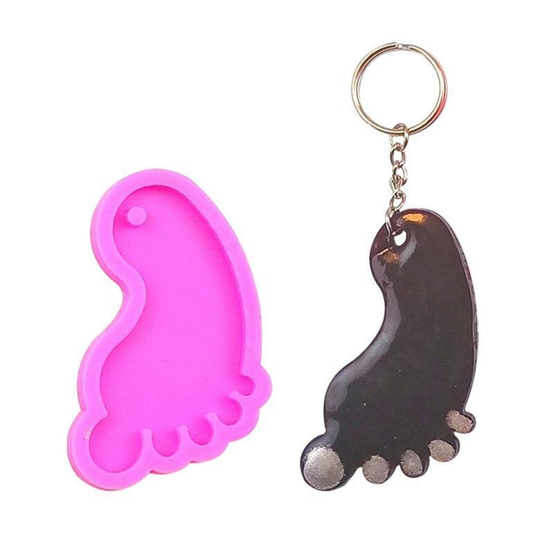Small Foot Keychains Mold DIY Epoxy Craft Necklace Keychain Jewelry Mold