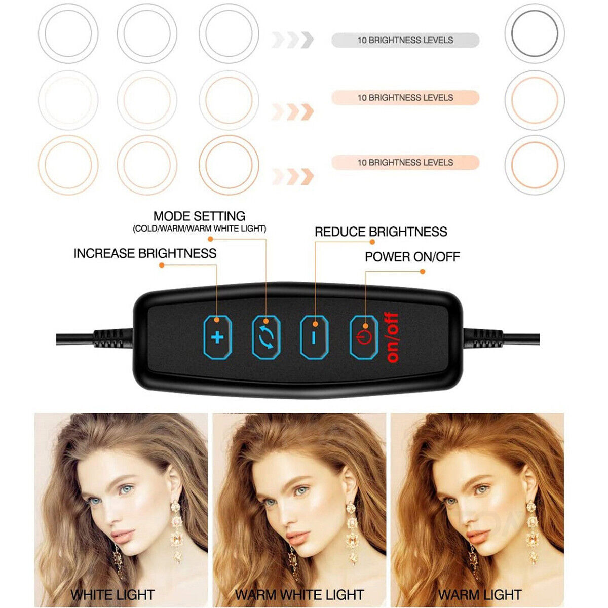 10" Dimmable LED Ring Light Tripod Stand for Youtube TikTok Phone Live Selfie