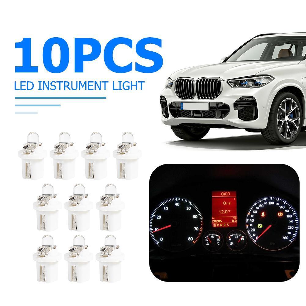 10pcs T5 B8.5D LED Car Light Auto Dashboard Instrument Light Bulbs (White)