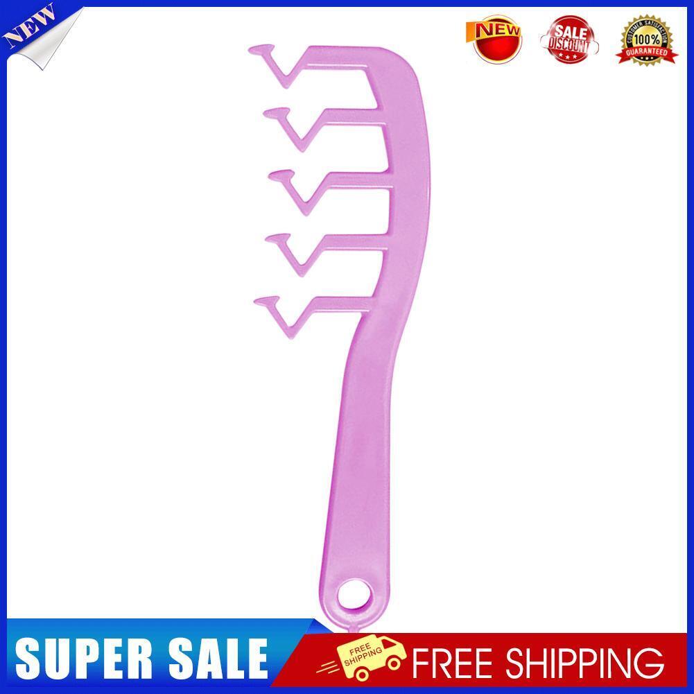 Z Shape Hair Slit Comb Curly Bangs Styling Puff Hair Brush Beauty (Purple)