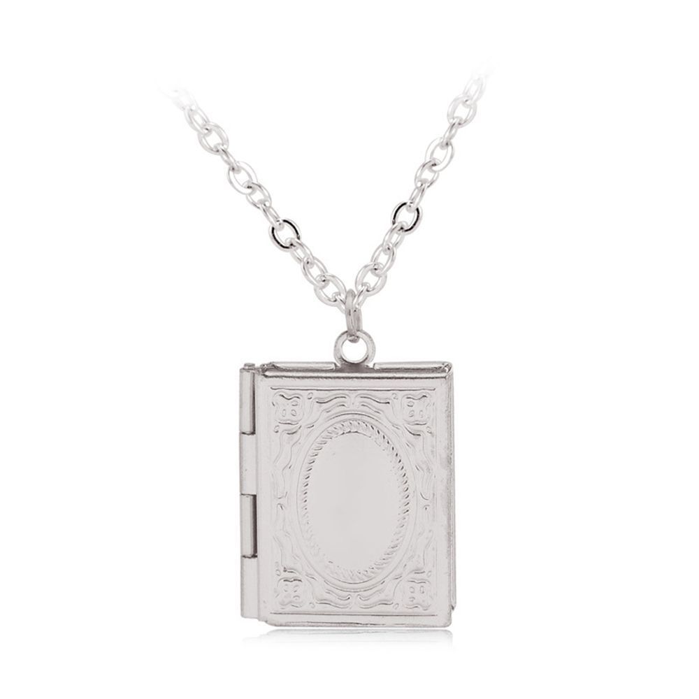 Women Book Friend Jewelry Square Shaped Necklace Photo Picture Locket Pendant